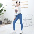 thumbnail image 3 of GYRATEDREAM Girls Leggings High Waisted Kids Compression Yoga Pants Stretch Running Dance Tights for Teen School Workout for 12-13Y Blue, 3 of 7