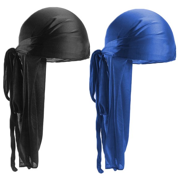 Satin Head Scarf, Polyester Elastic Universal Faux Silk Head Wrap Scarf One Size Stretchable to Fit Most People Not Easy to Fall Off, Blue