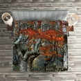 thumbnail image 2 of Ambesonne Fall Quilted Coverlet 3 Pcs, Beech Forest Autumn, King Size, Grey Red, 2 of 2