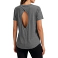 thumbnail image 2 of Inverlee Womens Open Back Athletic T-Shirts Short Sleeve Crewneck Workout Tops Breathable Moisture-Wicking Fabric Tees Gym Running Yoga Activewear Gray XXL, 2 of 9