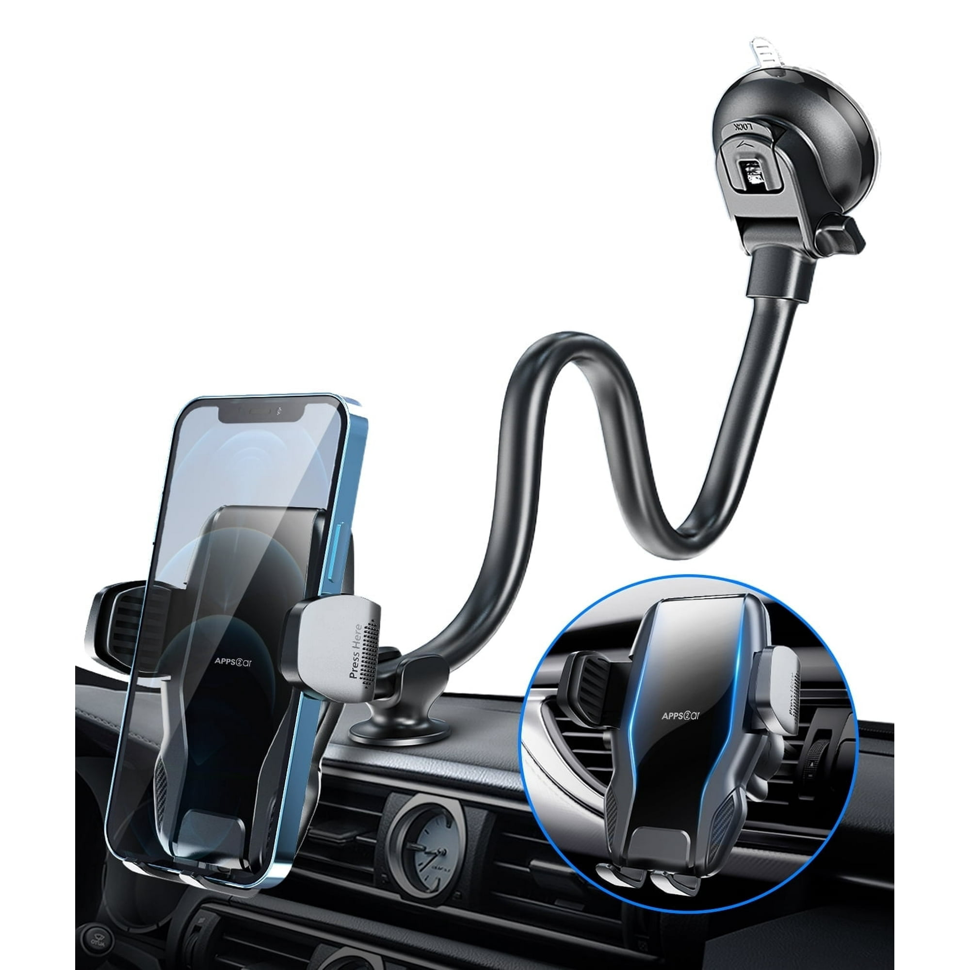 A2C Car Phone Holder with Suction Cup Long Arm for Smartphones,Compatible with iPhone, Samsung, Google, LG and More