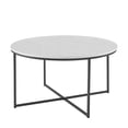 thumbnail image 5 of Walker Edison Modern Round Coffee Table, Brown Faux Marble and Black, 5 of 9