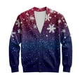 thumbnail image 7 of yuCgh Men's Ribbed Knit Holiday Cardigan, Christmas Print Long Sleeve Open Front, Festive Sweater Jacket for Seasonal Gatherings & Casual Wear,Purple,S, 7 of 7