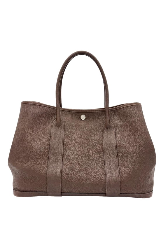 Pre-Owned Hermes Garden Party PM Tote Bag, Negonda Leather, L stamp, Brown, Silver Hardware,...