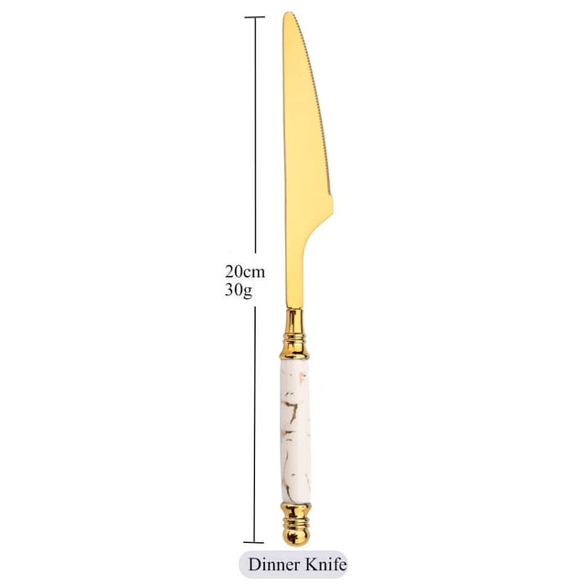 Drmfiy-Juego de vajilla de Oro Verde de 1 piezas, cuchillo con mango de cerámica de imitación, tenedor, cuchara de café, vajilla de acero inoxidable, juego de cubiertos Fivean unisex