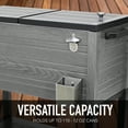 thumbnail image 3 of Permasteel 80 Quart Patio Cooler with Wheels, Rolling Outdoor Cooler, Wood Grain Accent, Gray, 3 of 12