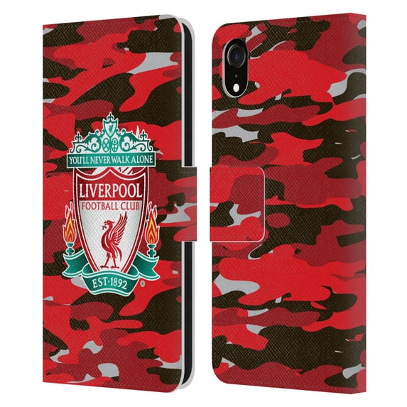 Head Case Designs Officially Licensed Liverpool Football Club Camou Club Colourways Crest Leather Book Wallet Case Cover Compatible with Apple iPhone XR