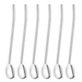 thumbnail image 1 of BESTONZON - Juego de 6 cucharas para beber de acero inoxidable de forma ovalada de metal, reutilizables, para cócteles (color primario), 1 of 3