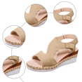 thumbnail image 7 of Espadrilles for Women Peep Toe Wedge Sandals Lightweight Cutout Soft Leather Slingback Wedges Heels Khaki Size 6, 7 of 7