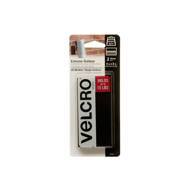 VELCRO Brand Strength Fasteners | Extreme Outdoor Weather Conditions | Professional Grade Heavy Duty Holds to 15 lbs on Rough | 4in x 2in Black . 2 ct. - Walmart.com