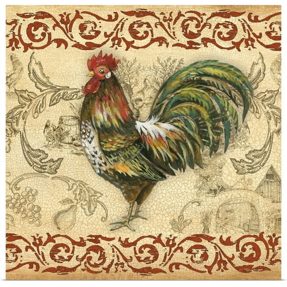 GBC | "Toile Rooster IV" Art Print - 30x30