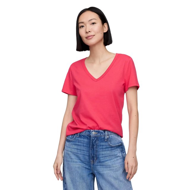Remera GAP Favorita Cuello en V Frambuesa Algodón Talle S