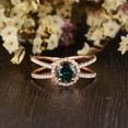 thumbnail image 5 of HeartsAndYou 2ct Natural Emerald & Diamond Criss Cross Minimalist Ring 14k SOLID Rose Gold, 5 of 9