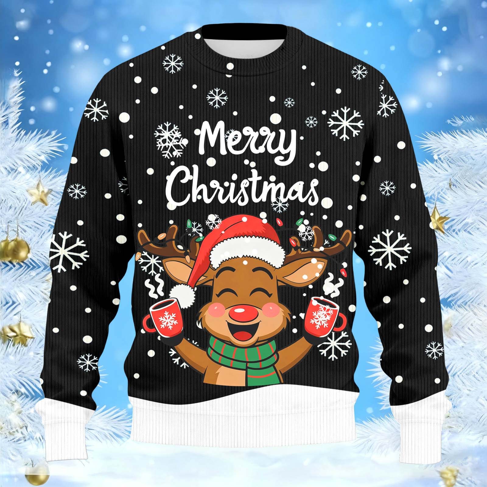 Christmas Sweater Men Sweaters Funny Sweatshirt Knit Plus Size Big and Tall Holiday Vacation Elf Adult Sweatshirts