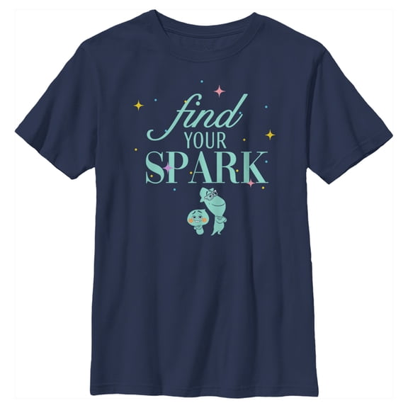 Boy's Soul Find Your Spark  Graphic Tee Navy Blue Medium