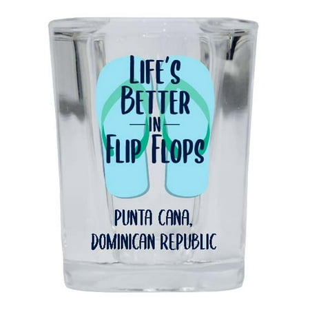 

Punta Barreras Dominican Republic Souvenir 2 Ounce Square Shot Glass Flip Flop Design 4-Pack