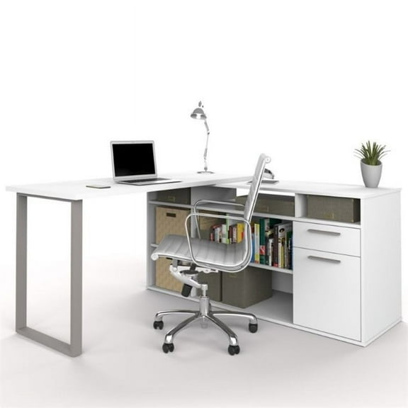 Pemberly Row L Shaped Writing Desk in White