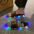 thumbnail image 5 of FINALGANG Womens Open Toe Single Band Slide Slippers With 3D Cartoon Decor Light-Up Sole For Indoor Outdoor Summer Daily Wear Black, 5 of 7