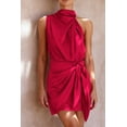 thumbnail image 2 of Vestido PRETTYGARDEN pequeño rojo de satén sin mangas con cinturón, 2 of 8