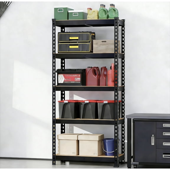 BORGEBY 5 Tier Storage Shelves,15.7"D x 35.4"W x 72" H Heavy Duty Metal Garage Shelves 1930 LBS Capacity Adjustable Shelving Unit for Warehouse Pantry Kitchen,Black