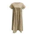 thumbnail image 3 of Summer Dresses For Women 2024 Casual Summer Dress Casual Crew Neck Mid Length Dress Short Sleeve A Line Dress Beach Sun Dress, 3 of 8