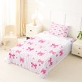 thumbnail image 3 of spefrowx Princess Pink Bowknot Twin Sheets for Kids, Pink Striped Polka Dot Bedding, 3-Piece, 1 Flat Sheet, 1 Fitted Sheet and 1 Pillowcase, 3 of 6