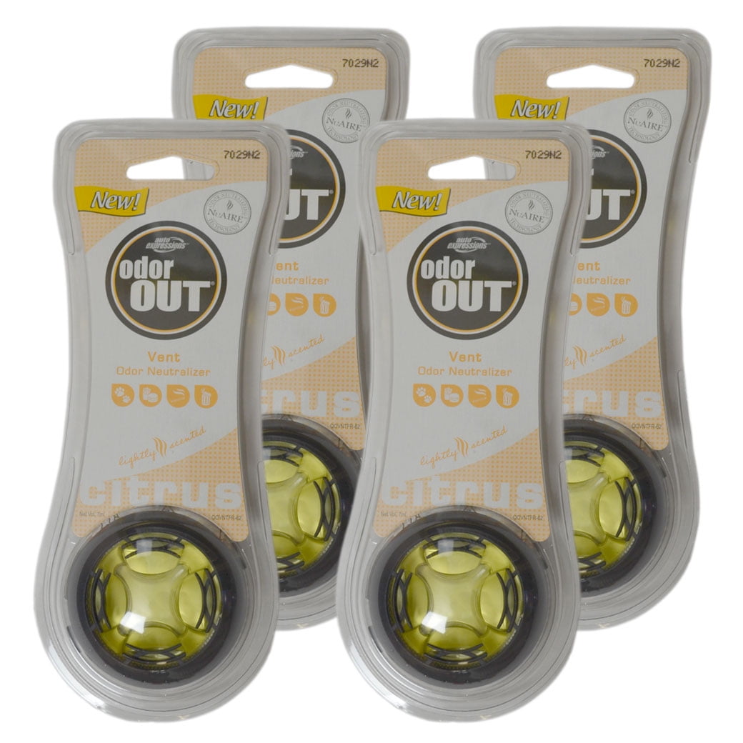 Auto Expressions Odor Out Car Vent Odor Neutralizer Air Freshener, Citrus 4 PK