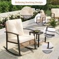 thumbnail image 3 of MOALCOFER 3-Piece Rattan Outdoor Rocking Chair Bistro Set with Thick Beige Cushions & 2-Tier Coffee Table, Weather-Resistant Patio Furniture for Porch, Balcony, Backyard & Garden, 3 of 7