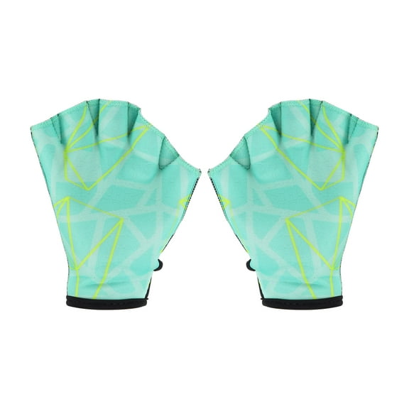 Uxcell Webbed Swimming Aquatic Gloves Printing Water Resistance Training Gloves Light Green, S