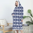 thumbnail image 6 of Women's Christmas Fleece Lined Sleepwear Robes Hooded Long Sleeve Print Long Bathrobes with Pockets Blue FreeSize150cm, 6 of 7