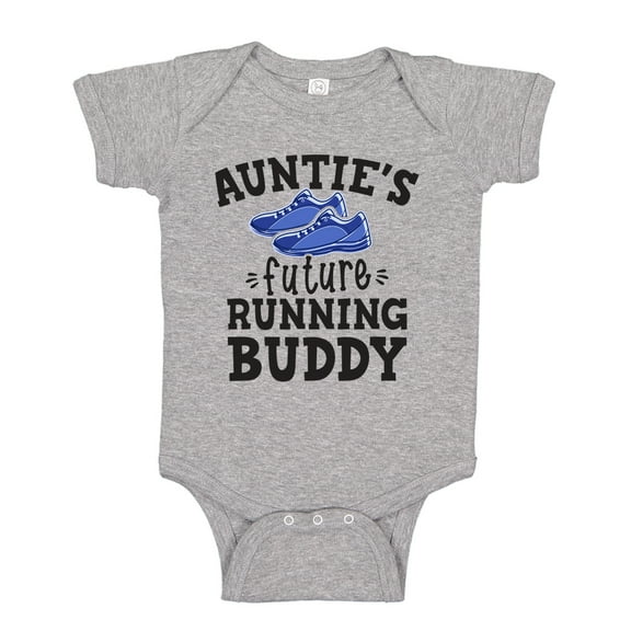 Auntie's Future Running Buddy Baby Bodysuit One Piece NB Athletic Heather