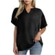 thumbnail image 3 of Ropa de trabajo para mujer,Camiseta de manga corta de punto gofre con cuello en V para mujer, blusa informal holgada, poliéster, ideal para el hogar y el trabajo, sopatenor, 3 of 9