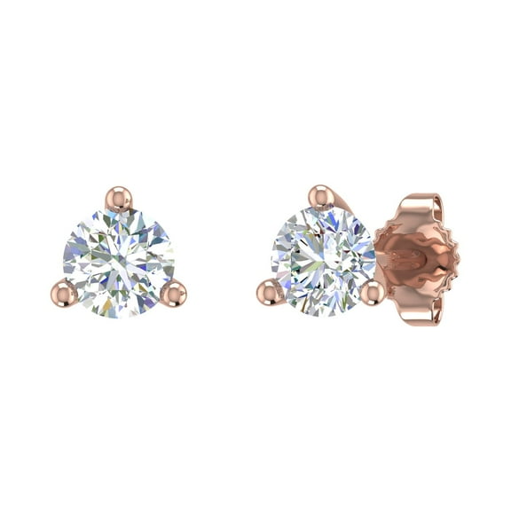 1/2 Carat 3-Prong Set Diamond Stud Earrings in 10K Rose Gold