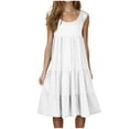 thumbnail image 2 of Zunfoe Summer Sleeveless Dress for Women Casual Ruffles Beach Dress Soft A-line Sundress for Vacation Holiday- White, 2 of 8