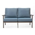thumbnail image 2 of LeisureMod Walbrooke Modern 3-Piece Outdoor Set with Brown Aluminum Frame and Removable Cushions Loveseat and Armchairs for Patio and Backyard Garden, Navy Blue, 2 of 18
