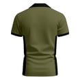 thumbnail image 5 of Men's US 250th Anniversary Vintage Color Block Polo Shirt with Side Stripe Detail and American Flag Patch Featuring Short Sleeve Turn-Down Collar Army Green L, 5 of 5