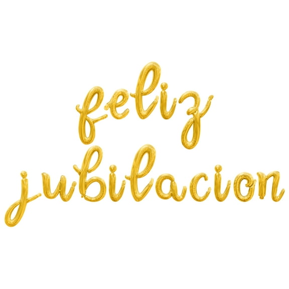 Cursive Script Letter Balloons - FELIZ JUBILACION 16" Inch Alphabet Letters Foil Mylar Balloon Retirement Party Banner (Gold)