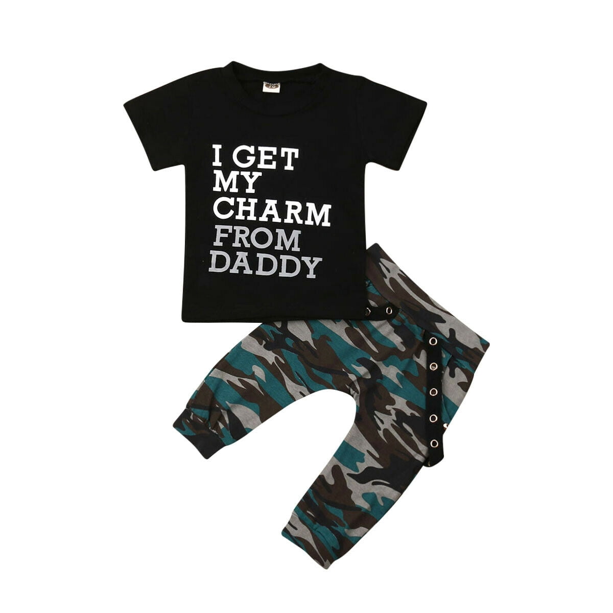 Toddler Baby Kids Boys Daddy Tops T-shirt Camo Pants Harem Outfits Set ...