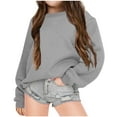 thumbnail image 2 of lcziwo Chandail pour Enfants à Col Rond, Chandail de Base Uni pour Enfants, Tunique Décontractée Oversize à Épaules Tombantes à Manches Longues, Mode Automne Hiver Sans Capuchon Gris, 8 Ans, 2 of 4