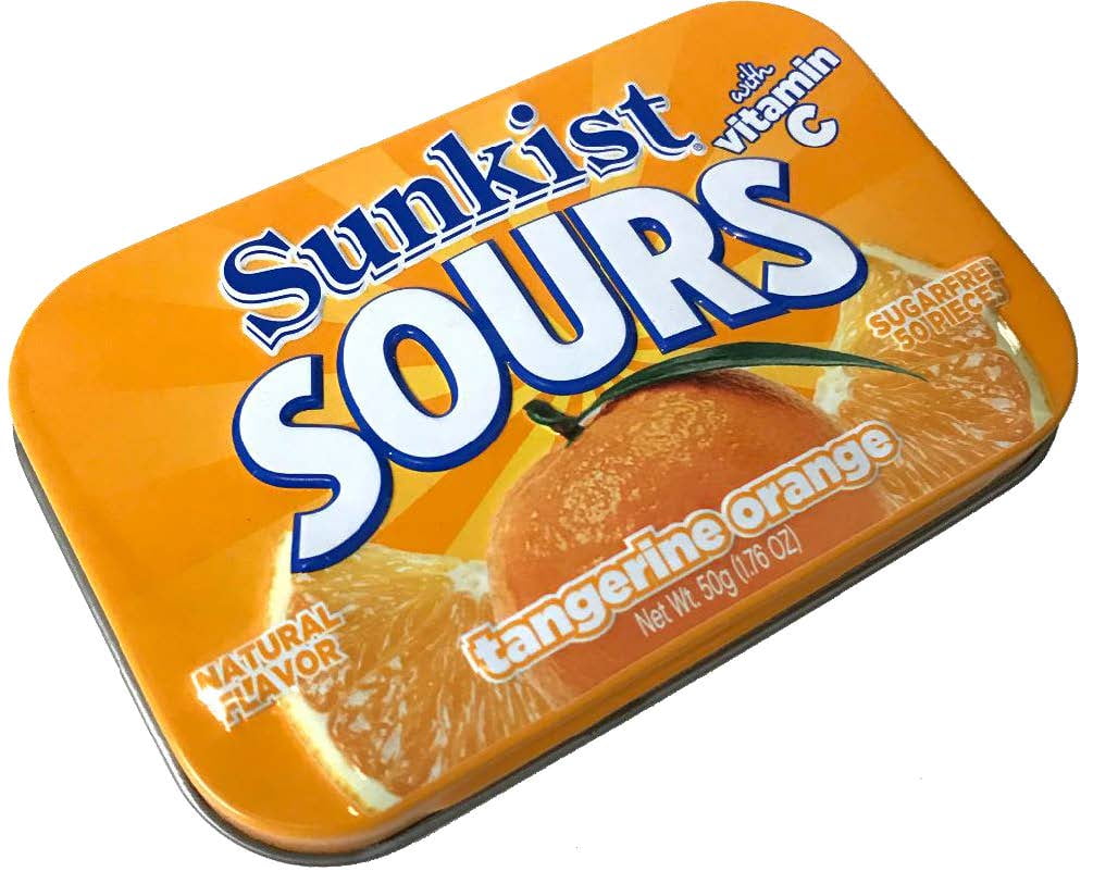 Sunkist Sours Tangerine Orange, Vitamin C, Sugar Free Sour Candy, (50