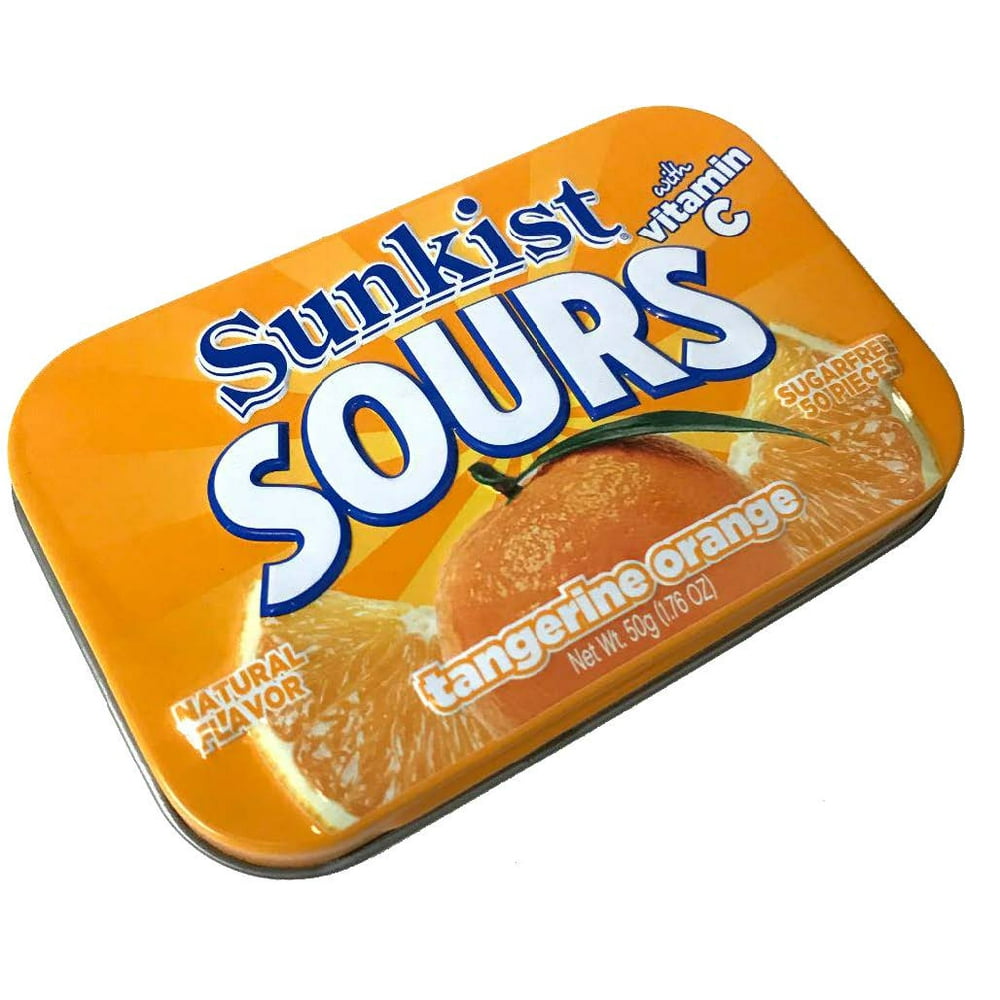 Sunkist Sours Tangerine Orange, Vitamin C, Sugar Free Sour Candy, (50