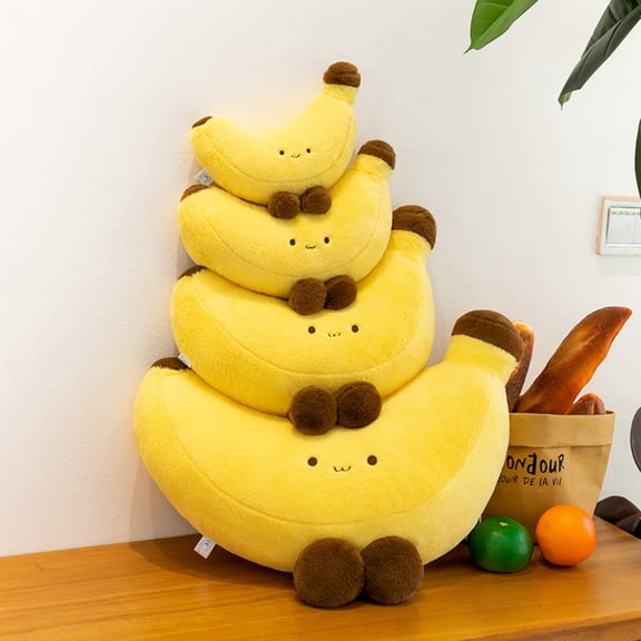 Banana Stuffed Animal Cute Fruit Plushie Hugging Pillow Long Plush Toys Sleeping Doll Gift for Birthday, Valentine, Christmas