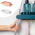thumbnail image 3 of Worallymy Estante de almacenamiento para baño montado en la pared soporte para fregona y escoba estante de gancho para herramientas de plástico para inodoro de cocina azul y amarillo Worallymy JD735815553, 3 of 7