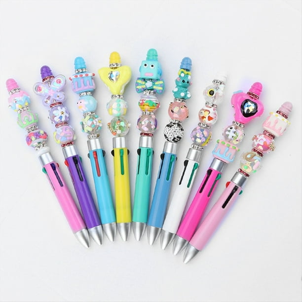 10 Uds. BolíGrafo con Cuentas de Repuesto de Cuatro Colores para Negocios DIY, BolíGrafos con Cuentas Bonitos, Rompecabezas, JoyeríA Multicolor, BolíGrafo con Cuentas
