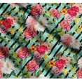 thumbnail image 3 of Soimoi Green Cotton Voile Fabric Stripe & Grandiflora Roses Floral Printed Fabric 1 Yard 58 Inch Wide, 3 of 7