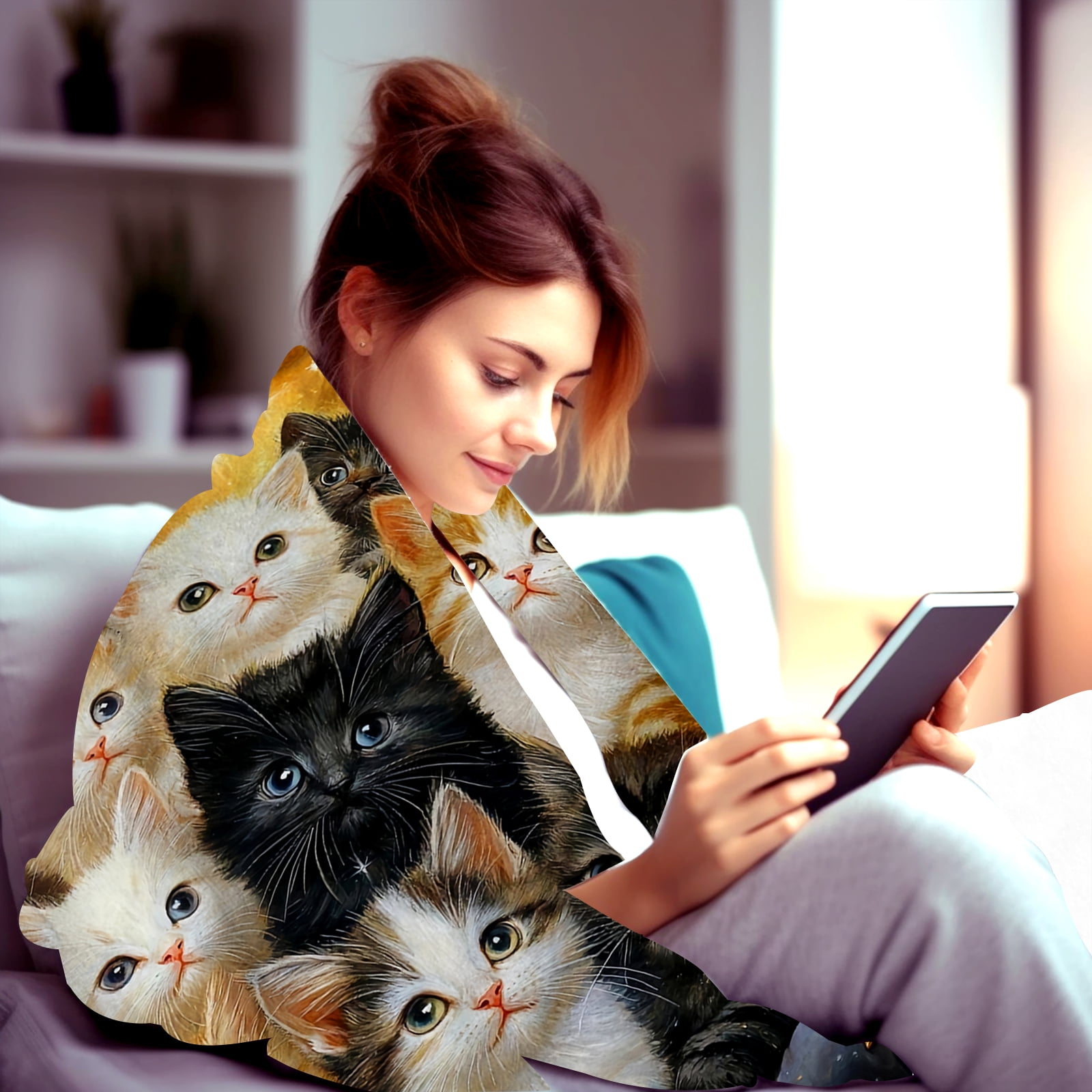 Cute Cat Gifts Blanket for Women Cat Lovers Stuff Cats Throw Blanket Animal Plush Cats Blanket Gifts for Women Adults Men Birthday Party Decorations Bed Room Decor 80"X60"
