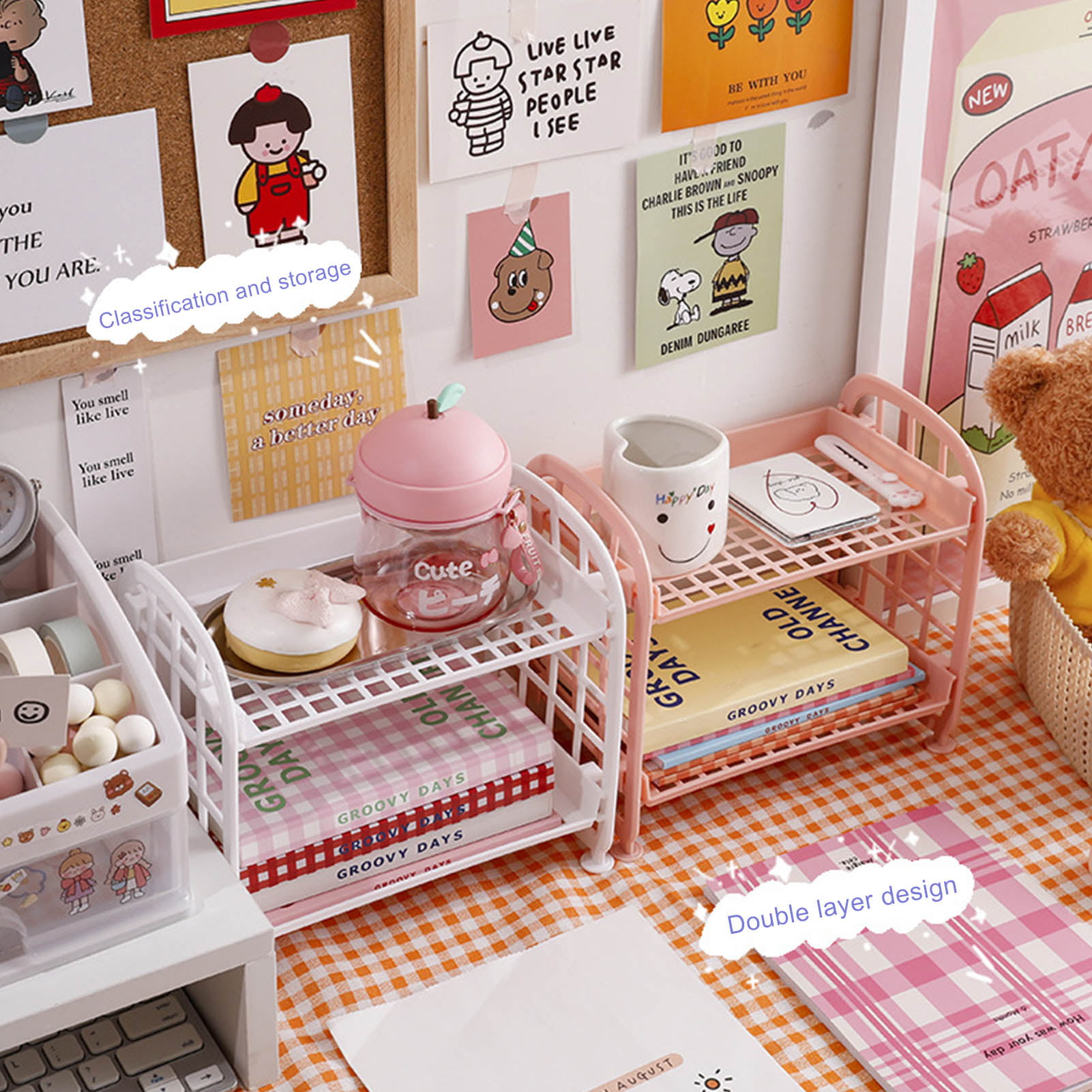 Kawaii Macaron Desktop Mini Drawer Organizing Box Stationery