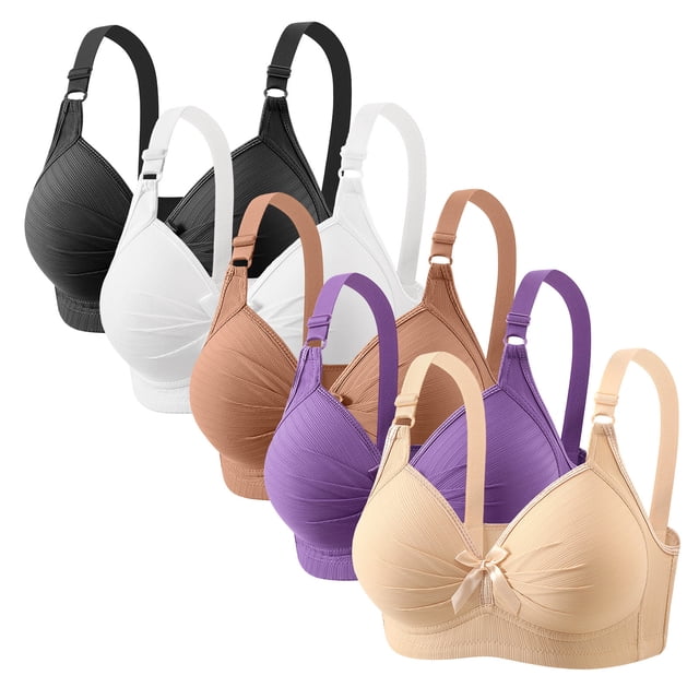 Womens 5 Pack Seamless Push Up Bras No Underwire Full Coverage Comfortable Bra Deep V Neck Bralettes Wireless Everyday Bra Plus Size