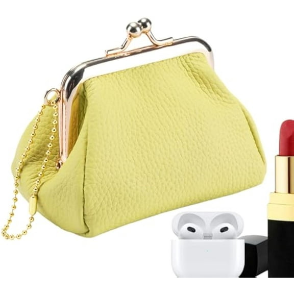 Leather Coin Pouch, Portable Lock Wallet, Lipstick Holder Bag, Coin Pouch with Multiple Compartments for Women Girls Ladies Students Travelers Collectors Professionals Cash Cards Shopping Traveling