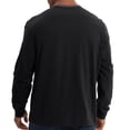 thumbnail image 4 of Zylanna Men's Henley Shirts, Button Solid Color Crew Neck Long Sleeve 100%Cotton Casual Pullover for Men Black, 4 of 6